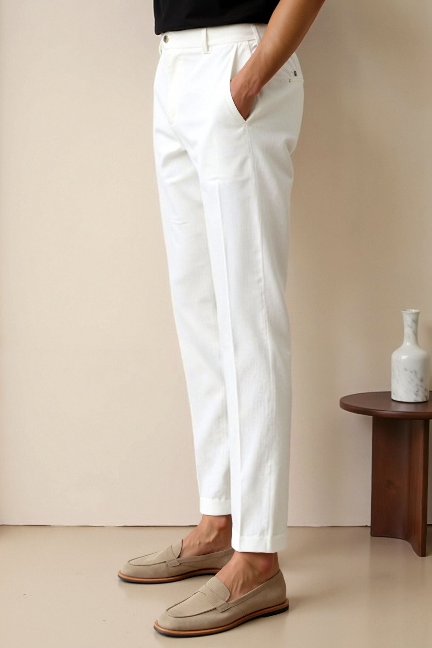 Women's Slim Ankle Trousers with Functional Pockets