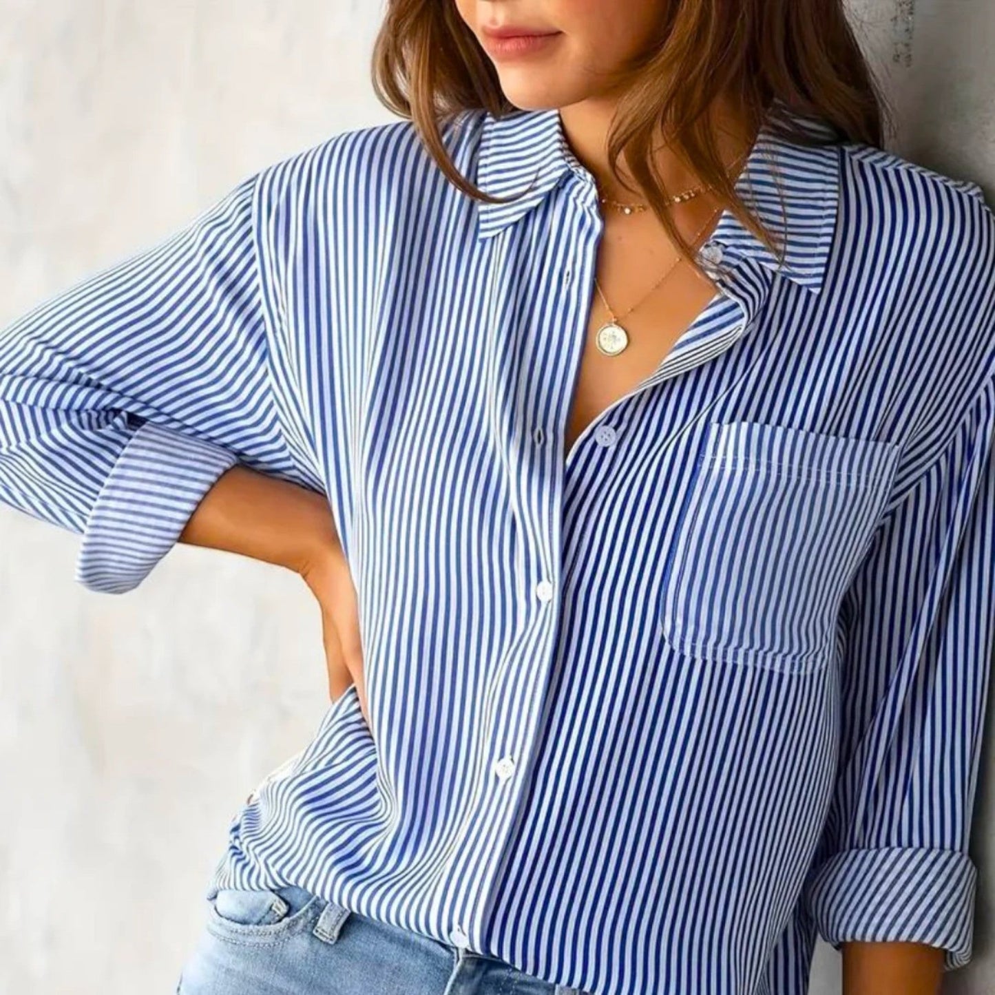 Women's Striped Long Sleeve Blouse