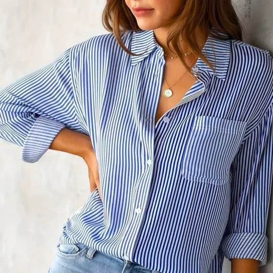 Women's Striped Long Sleeve Blouse
