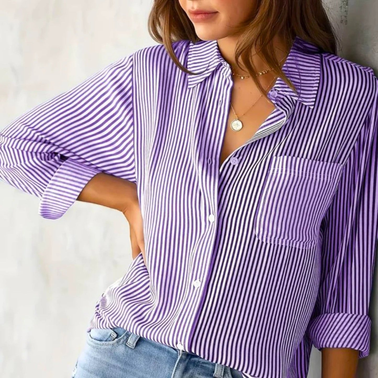 Women's Striped Long Sleeve Blouse