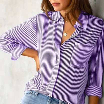 Women's Striped Long Sleeve Blouse