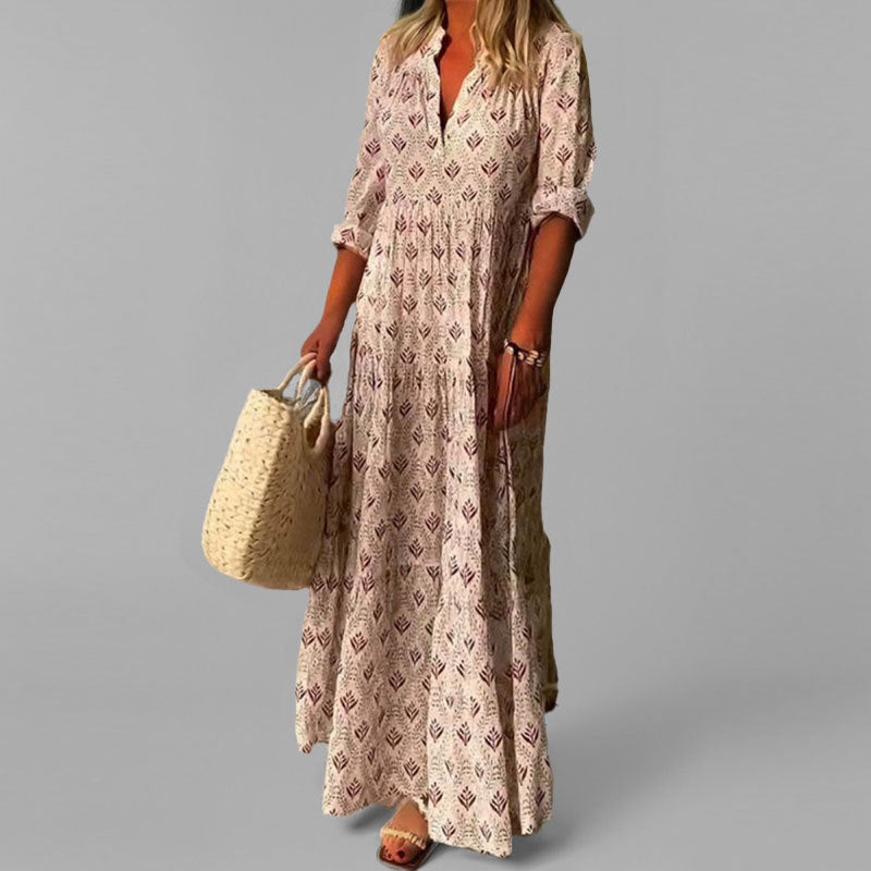 Women's Tiered Maxi Dress – V-Neck Summer Style