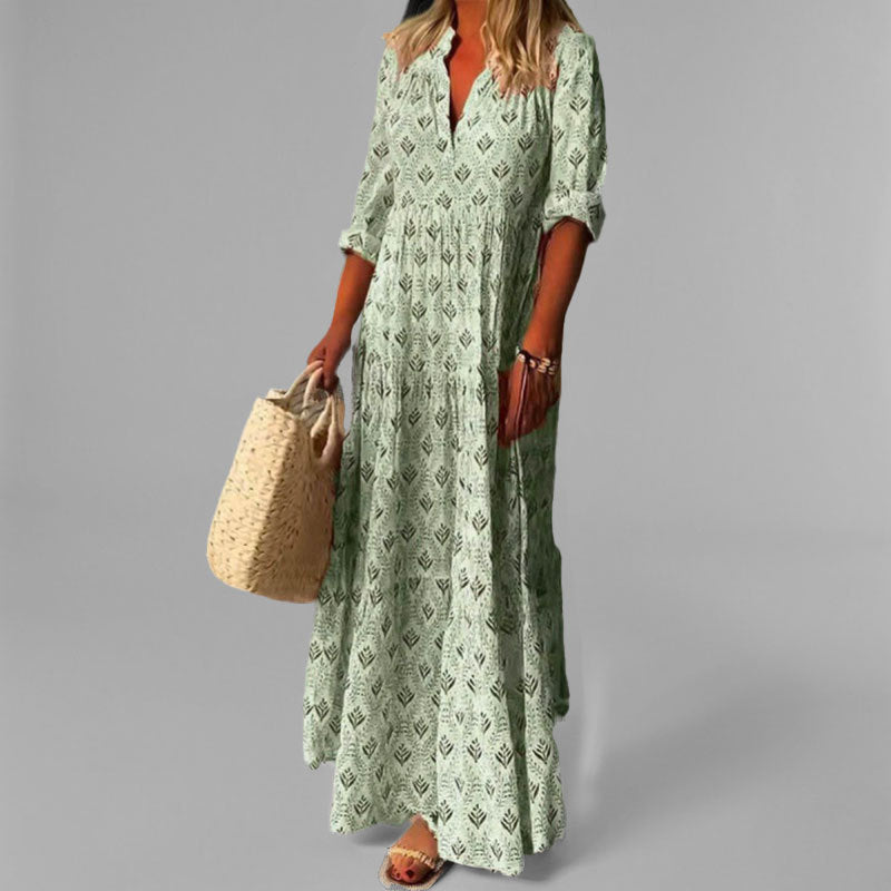 Women's Tiered Maxi Dress – V-Neck Summer Style