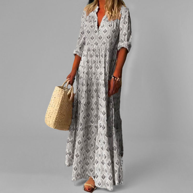 Women's Tiered Maxi Dress – V-Neck Summer Style