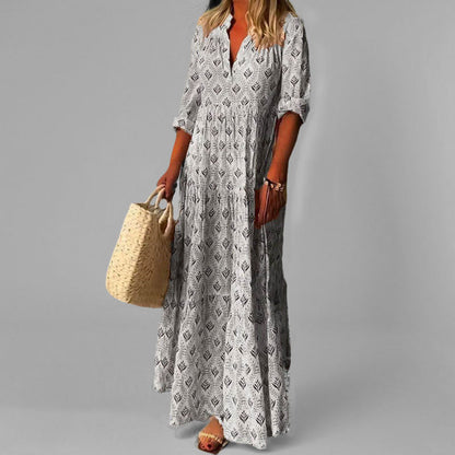 Women's Tiered Maxi Dress – V-Neck Summer Style