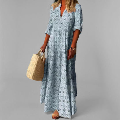 Women's Tiered Maxi Dress – V-Neck Summer Style