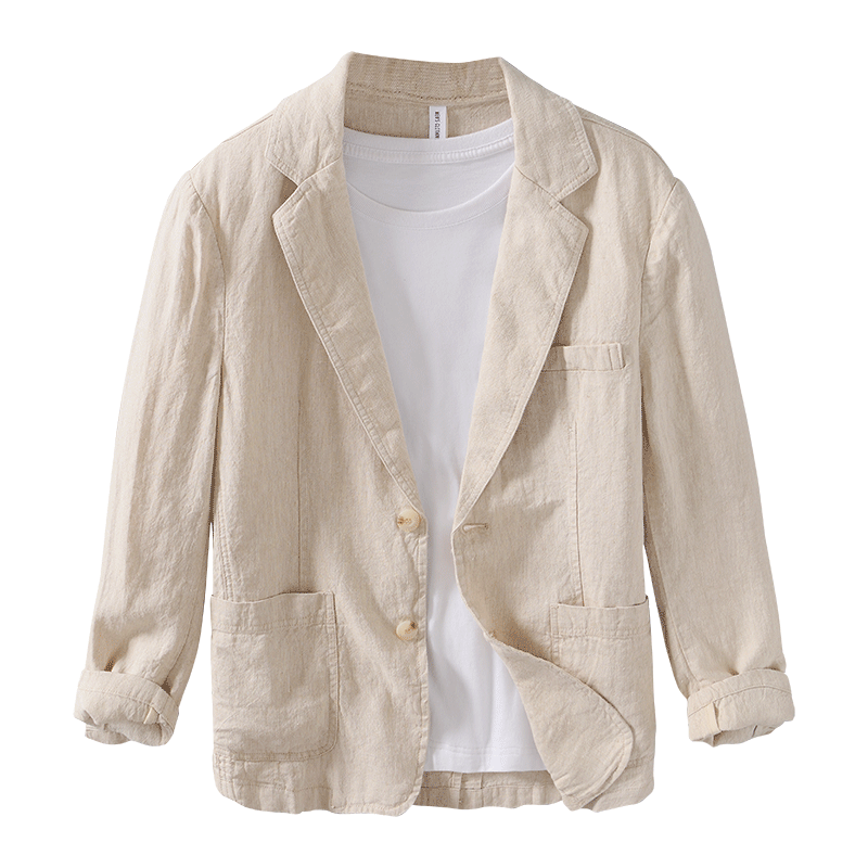 Men's Vintage Linen Jacket – Lightweight Blazer