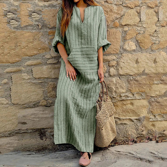 Women's Vintage Striped Maxi Dress