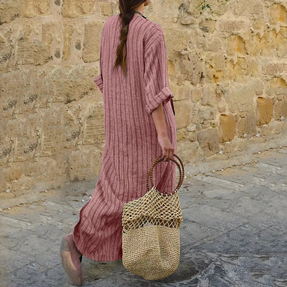 Women's Vintage Striped Maxi Dress