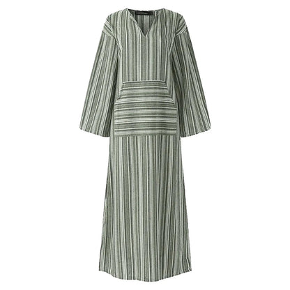Women's Vintage Striped Maxi Dress