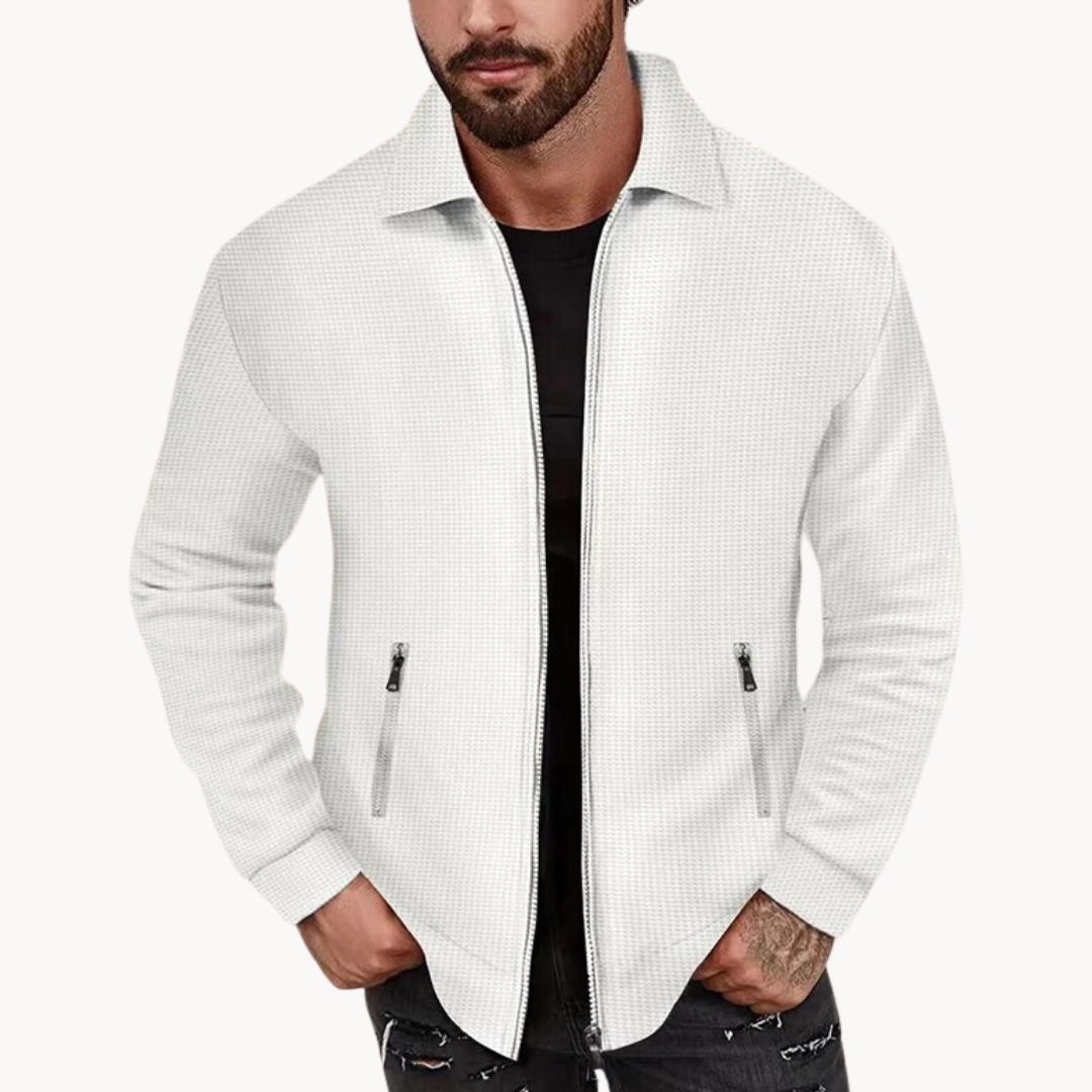 Women's Waffle Jacket - Elegant Ribbed Texture Coats
