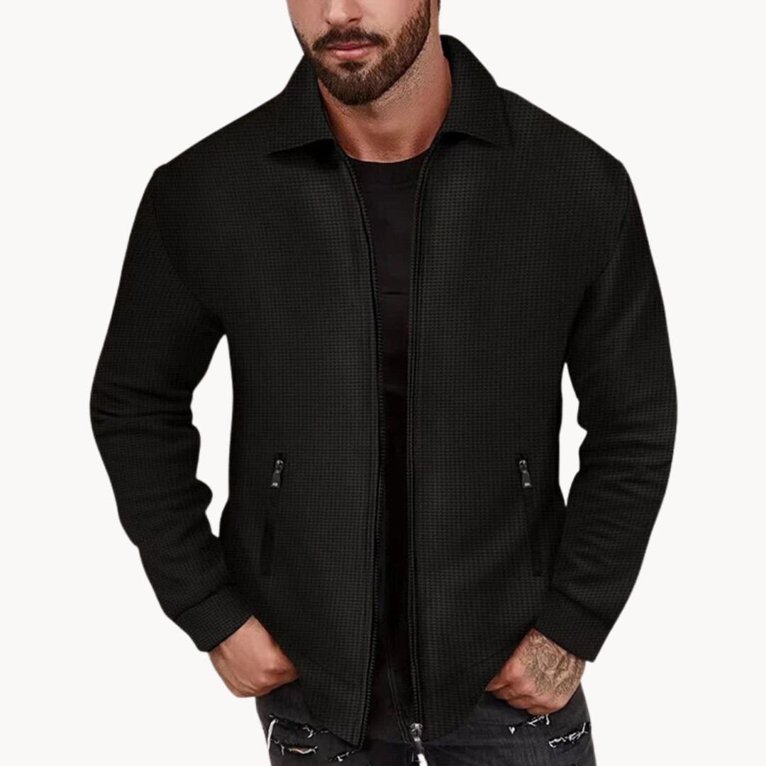 Women's Waffle Jacket - Elegant Ribbed Texture Coats