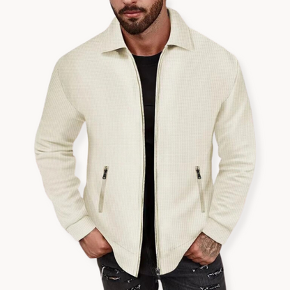 Women's Waffle Jacket - Elegant Ribbed Texture Coats