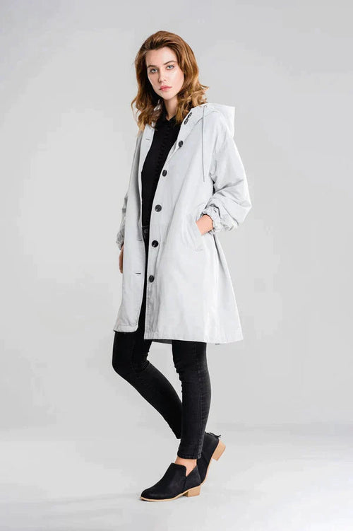 Women's Waterproof Jacket with Hood and Buttons