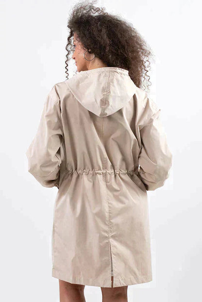 Women's Waterproof Jacket with Hood and Buttons