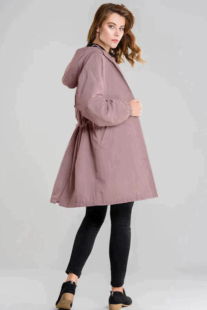 Women's Waterproof Jacket with Hood and Buttons