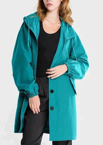 Women's Waterproof Jacket with Hood and Buttons